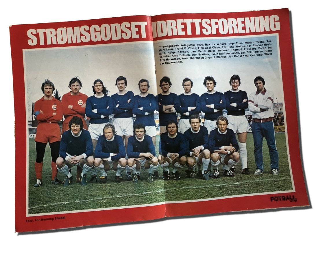 Lqgbilde av Strømsgodset fra Fotballrevyens andre utgave i april 1976. Det er slike ting som satte spor i en ni-åring som omtrent samtidig så sin første EIK-kamp live.