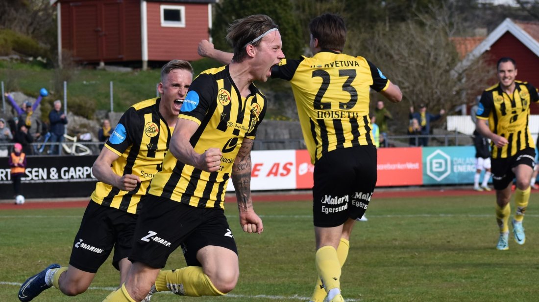 Magnus Lankhof Dahlby utlikner på overtid hjemme mot Arendal i 2023.Foto: Kjell Åvendal.